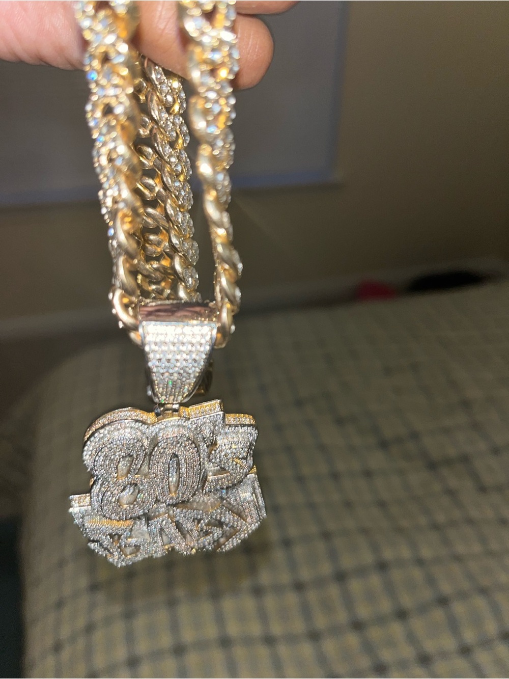 Gold-Tone Pavé 80s Baby Pendant Necklace - Women Jewelry